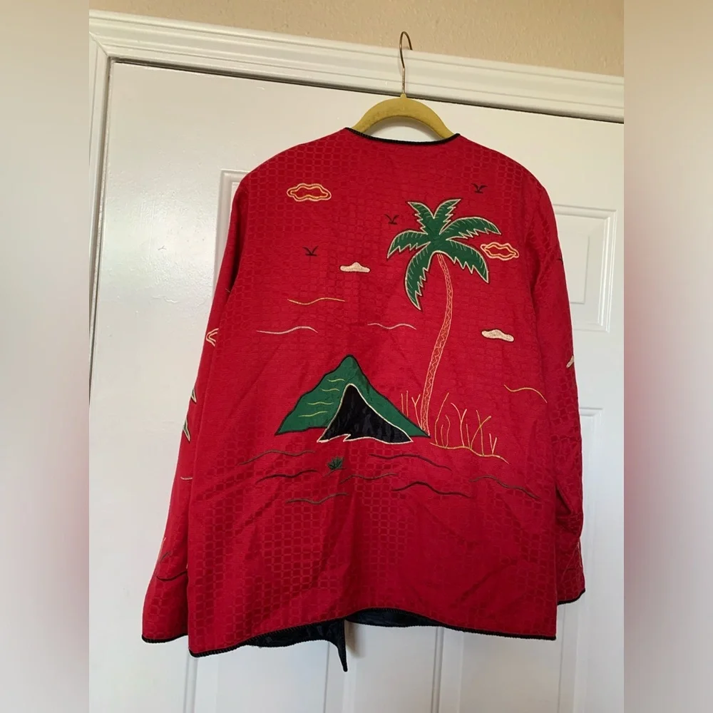 INDIGO MOON Red Embroidered Jacket (2)🌴